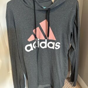 Adidas Charcoal Hoodie with Pink Graphic